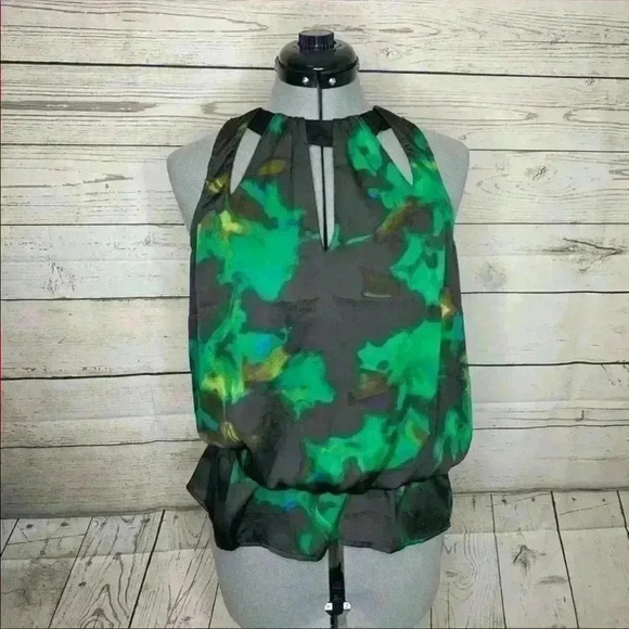 NWT Kenneth Cole High Neck Elastic Waist Blouse - Picture 2 of 8